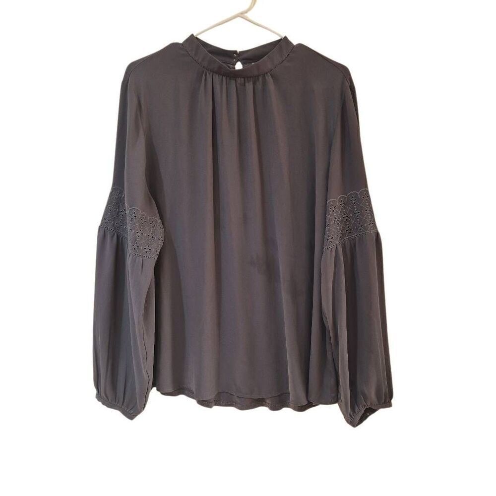 Loft Women's Gray Poly Long Sleeve Blouse